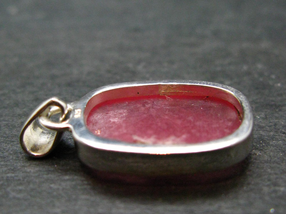 Rare Rhodochrosite Sterling Silver Pendant From Argentina - 1.2" - 5.80 Grams