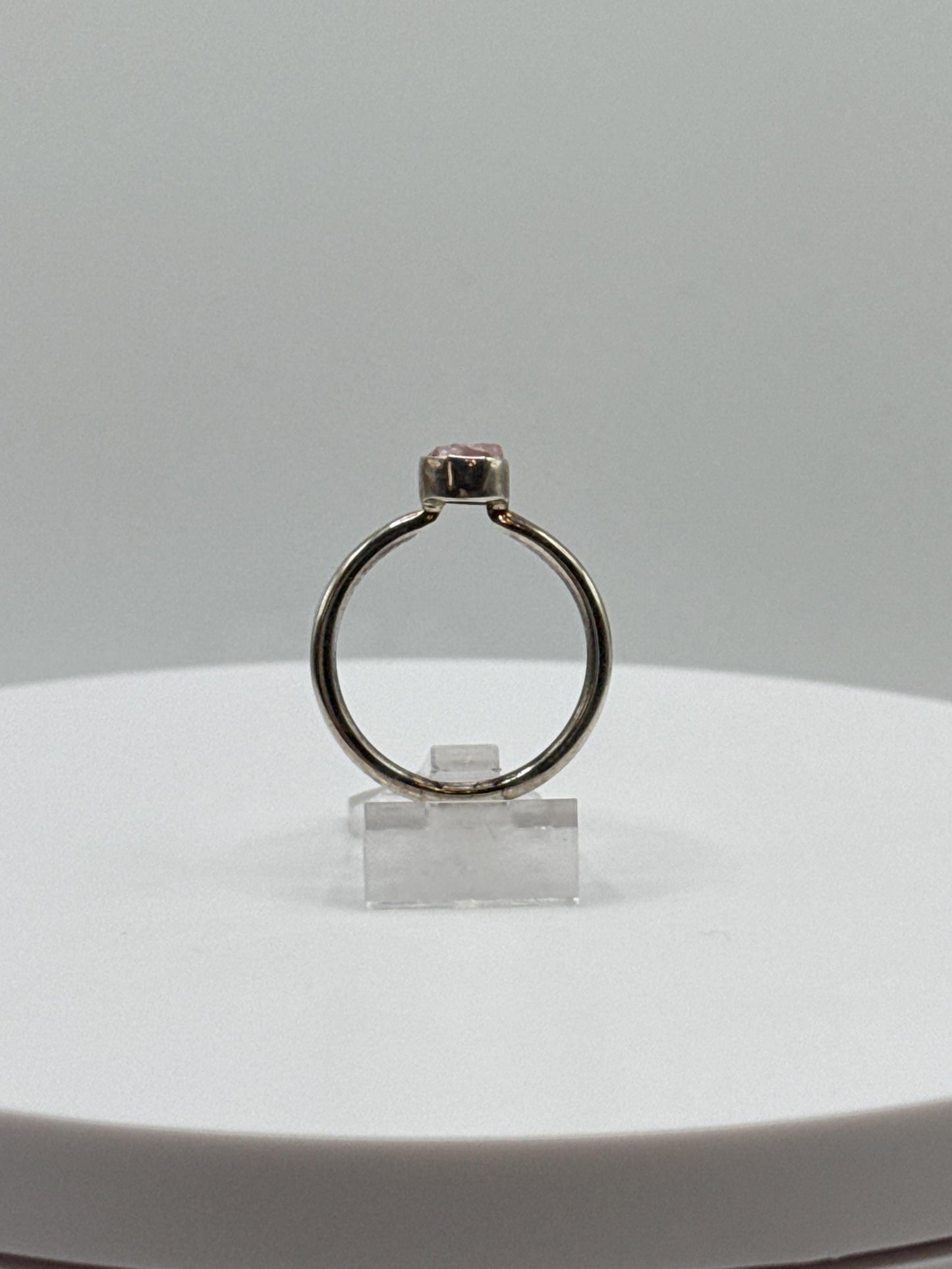 Dainty Pink Stone Ring in Sterling Silver – Minimalist & Elegant - Size 6