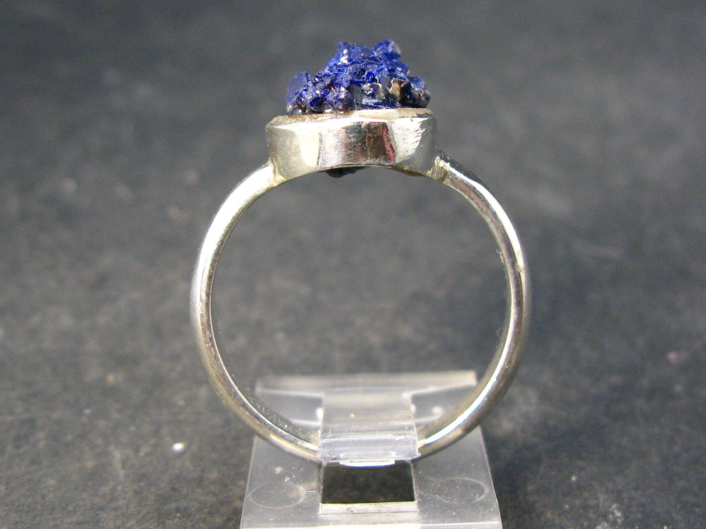 Deep Blue Evening Sky above Desert!! Saturated Royal Blue Rough Azurite Sterling Silver Ring - Size 9