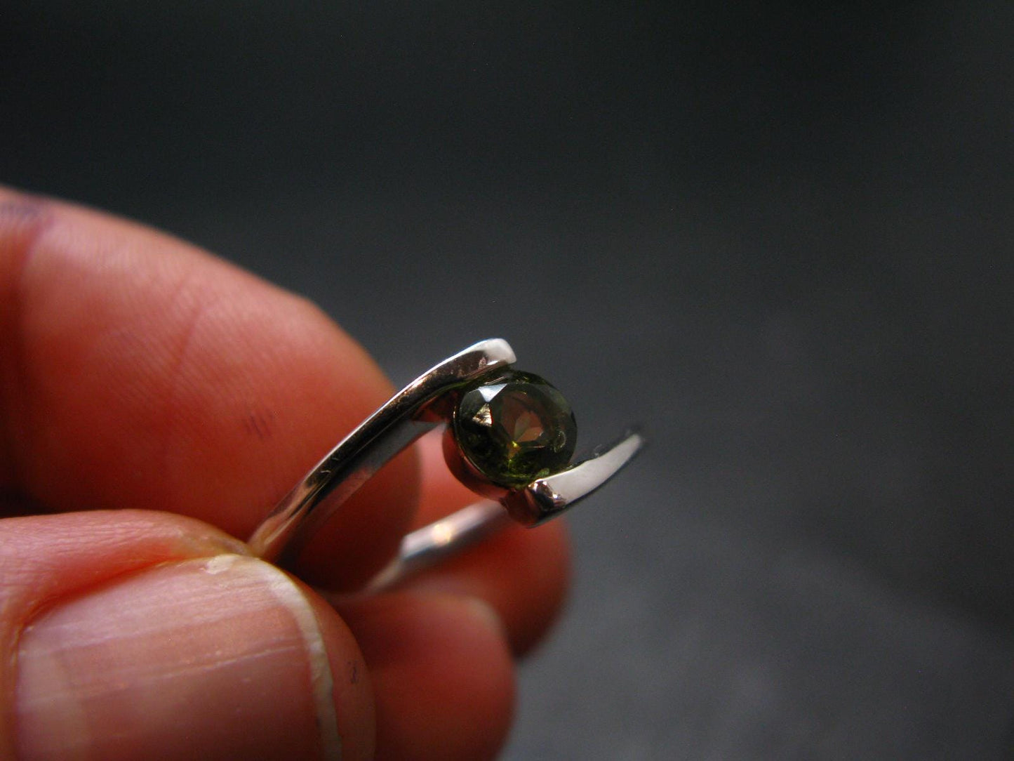 Moldavite Sterling Silver Ring From Czech Republic - Size 9 - 2.47 Grams