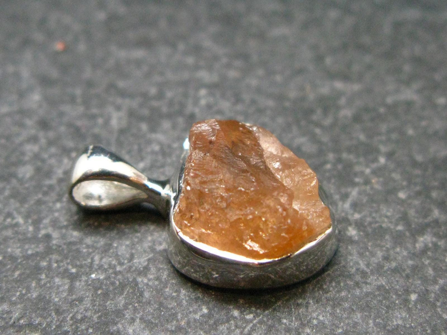 Gem Hessonite Garnet Crystal Silver Pendant from Canada - 0.6" - 1.45 Grams
