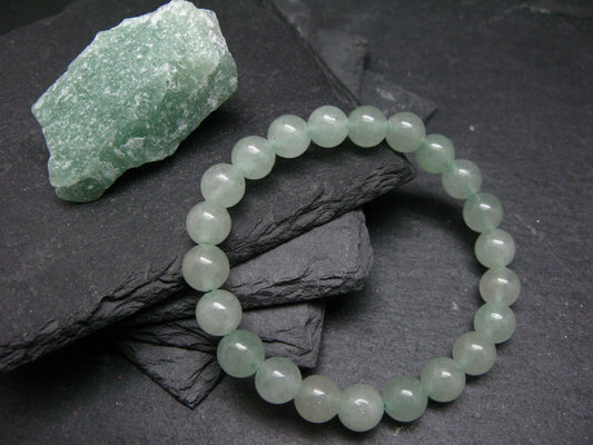 Green Aventurine Genuine Bracelet ~ 7 Inches ~ 8mm Round Beads