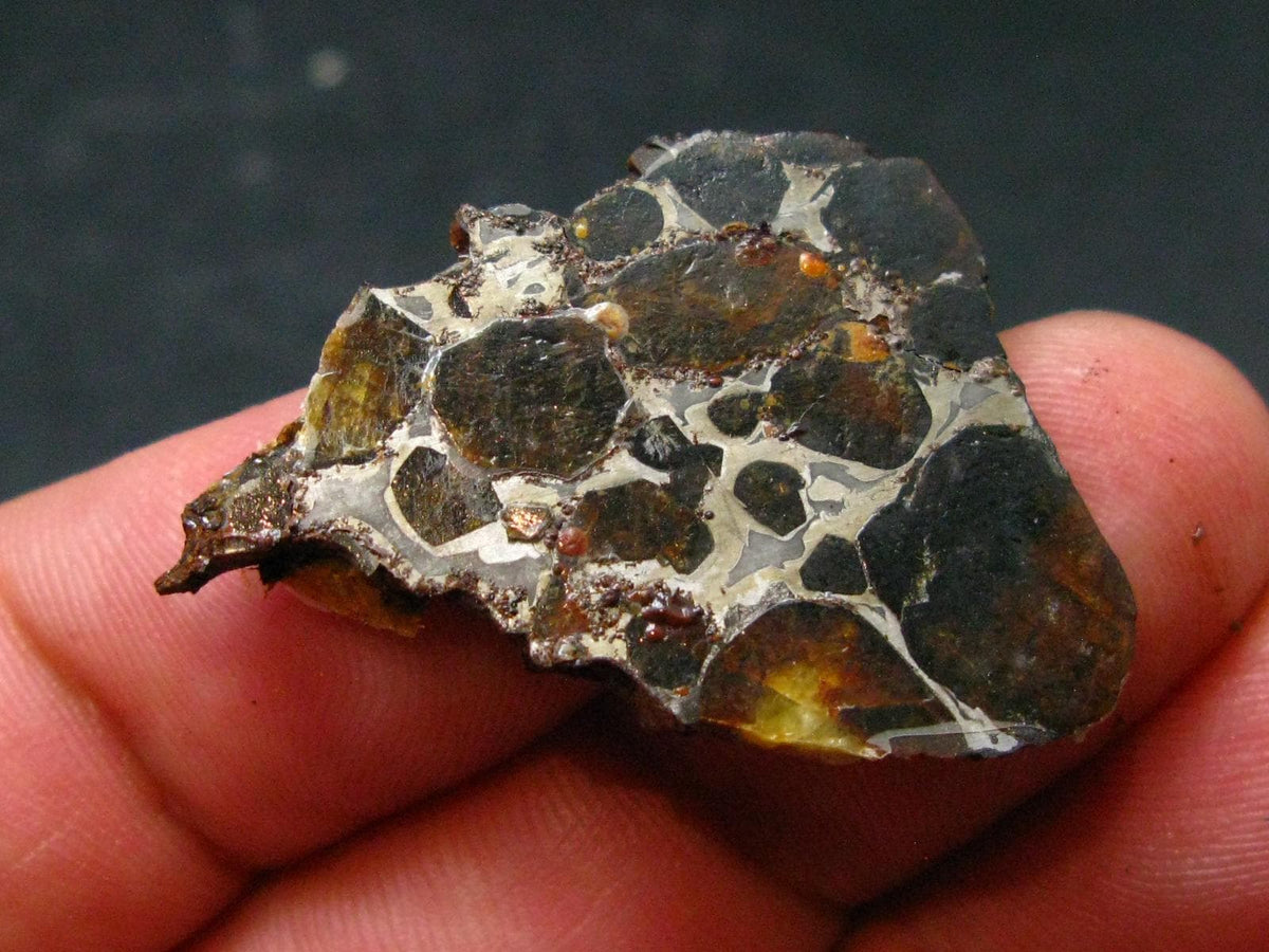 Large Sericho Meteorite Pallasite Olivine Slice From Kenya - 1.4" - 5.31 Grams