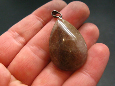 Rutilated Quartz Silver Pendant From Brazil - 1.5"