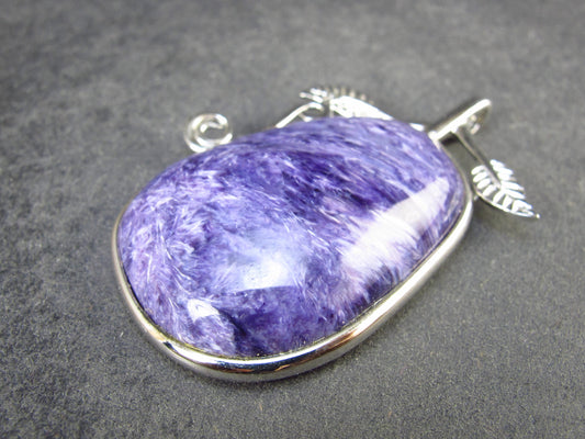 Rare High-Quality Charoite Pendant in SS From Russia - 1.7" - 12.9 Grams