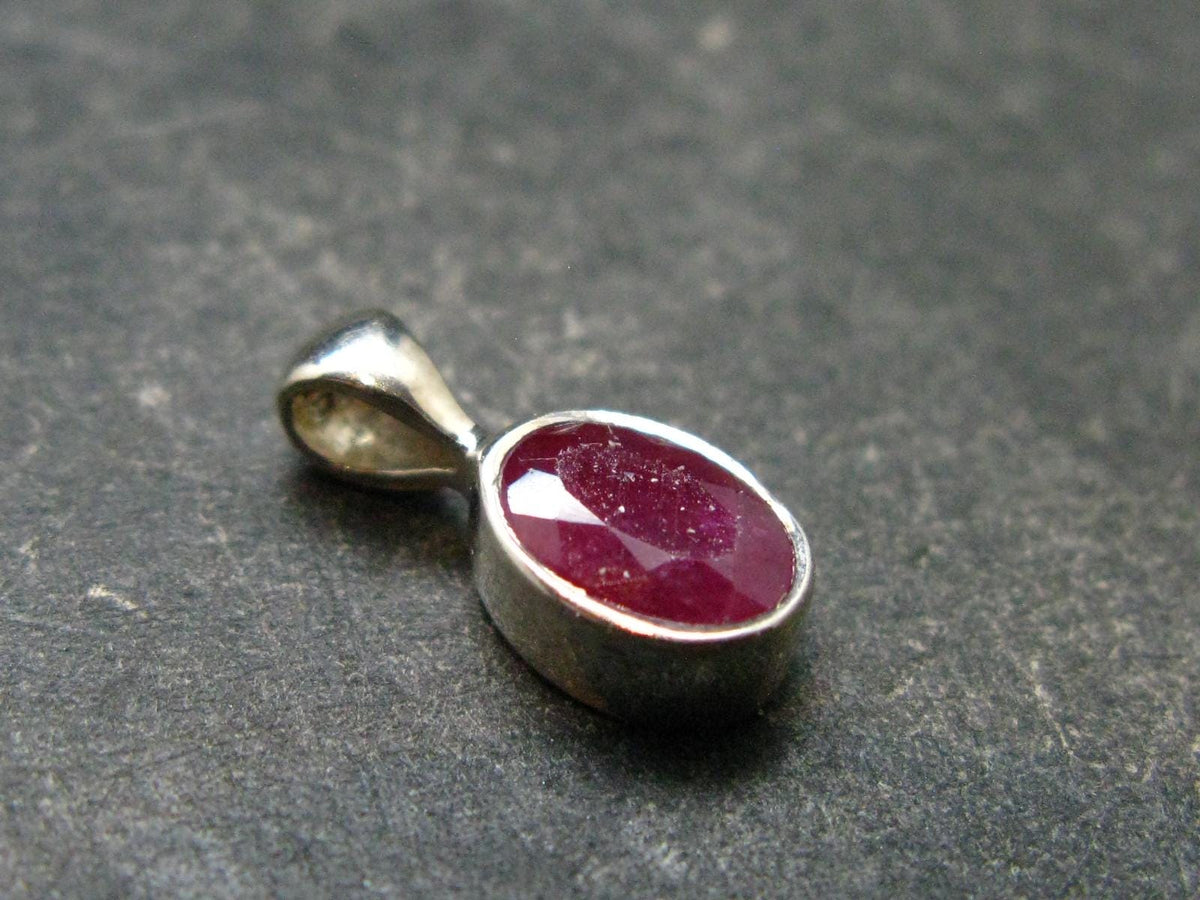 Ruby Crystal Silver Pendant from Africa - 0.5" - 0.68 Grams