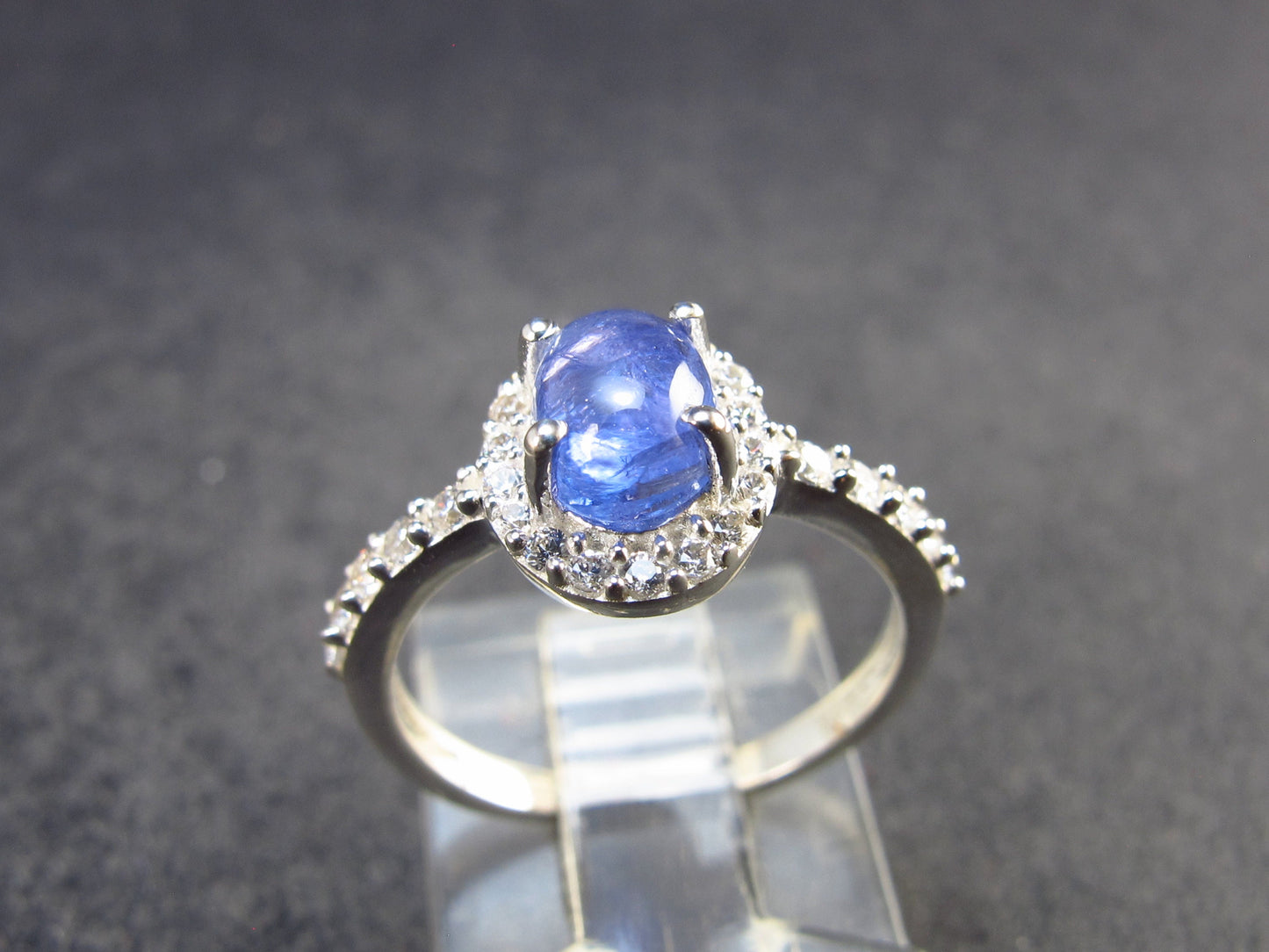 Gem Terminated Blue Tanzanite Silver Ring from Tanzania - 1.94 Grams - Size 5.5