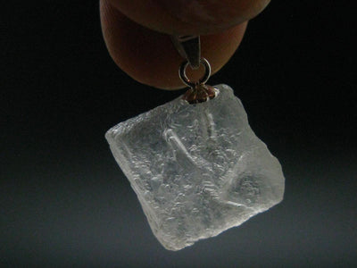 Clear Petalite Crystal Silver Pendant from Brazil - 0.7" - 1.89 Grams