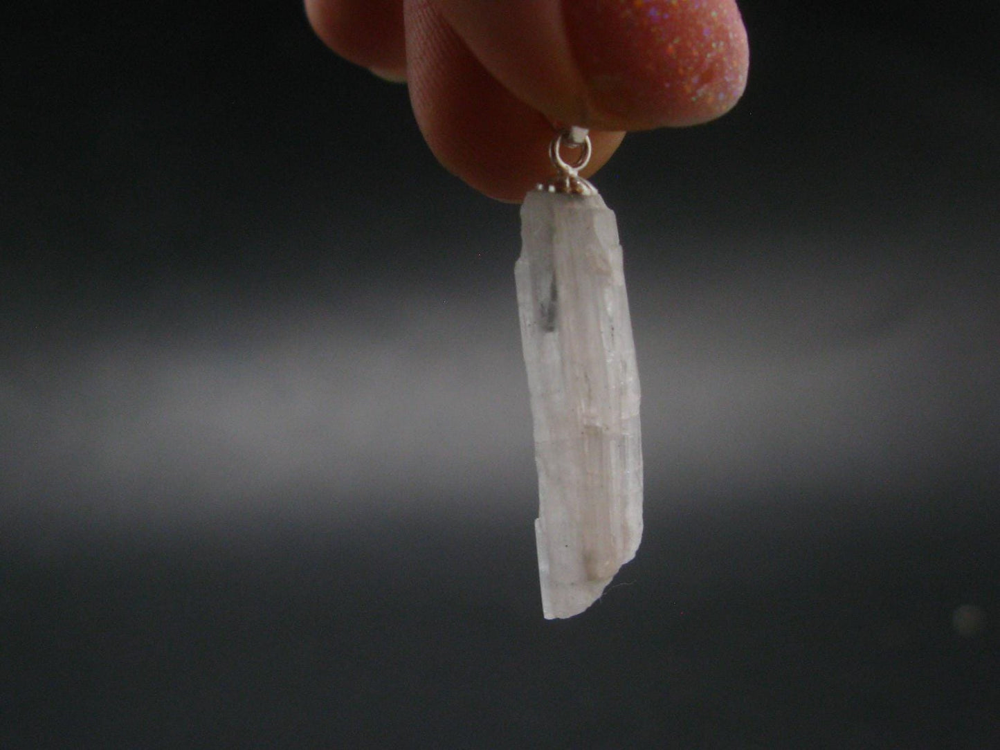 Rare Clear Natrolite Crystal Silver Pendant From Tanzania - 1.3" - 1.29 Grams