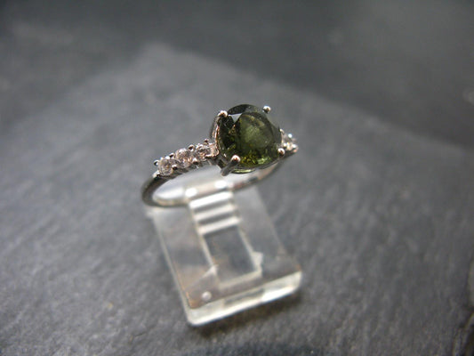 Moldavite Sterling Silver Ring From Czech Republic - Size 6.25 - 1.97 Grams