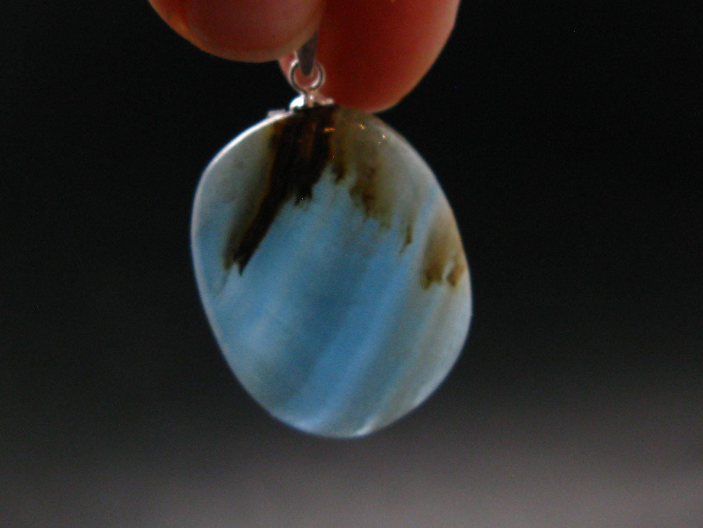 Lemurian Aquatine Blue Calcite Silver Pendant from Argentina - 1.4" - 7.13 Grams