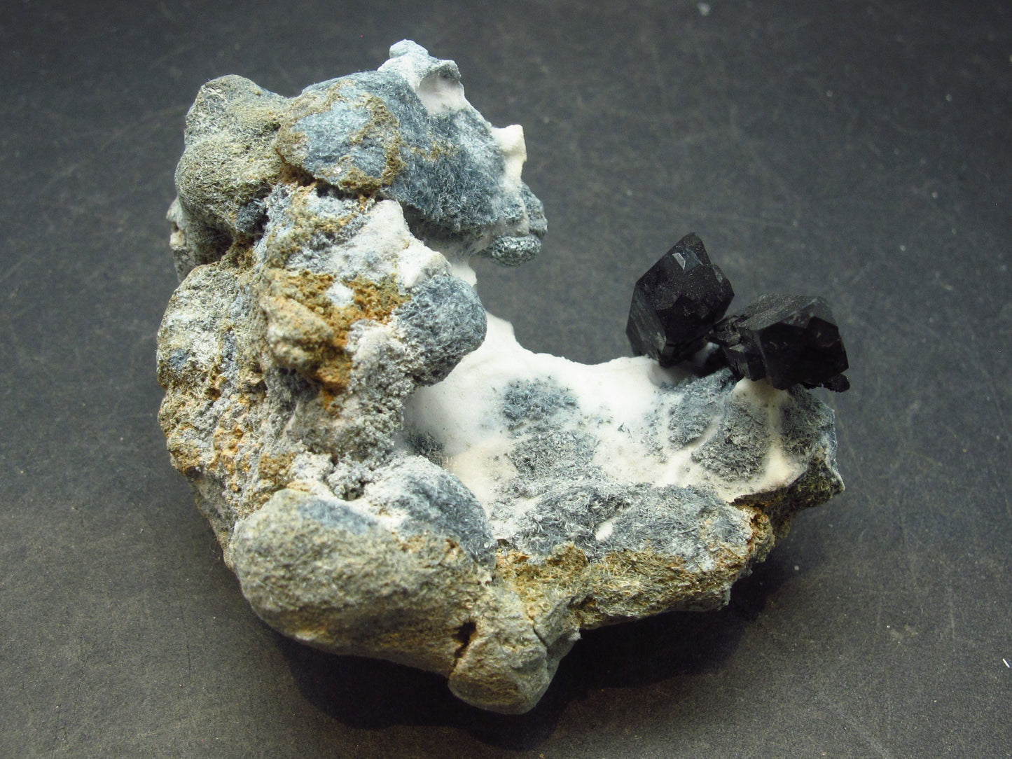 Neptunite on Natrolite Cluster From California - 2.6"