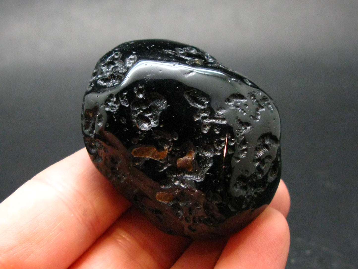 Rare Large Black Tibetan Tektite Tumbled Stone from Tibet - 1.9" - 57.38 Grams