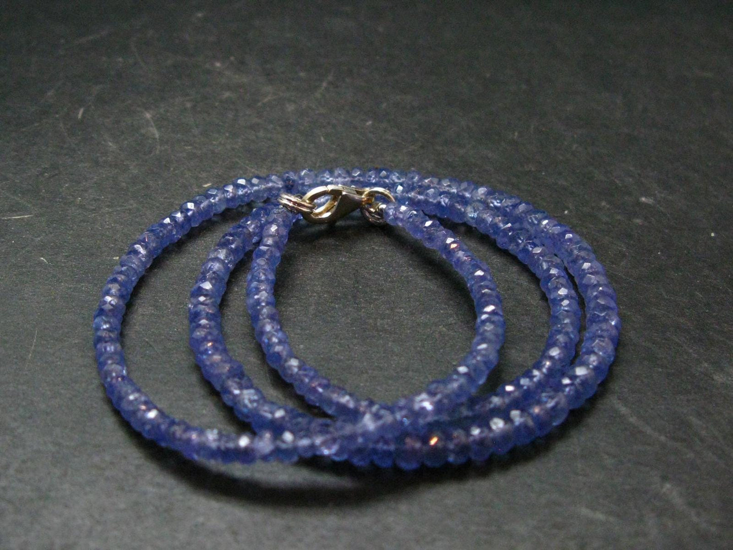 Gem Tanzanite Zoisite Necklace Beads From Tanzania - 17" - 12.12 Grams