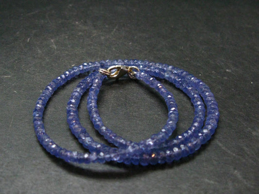 Gem Tanzanite Zoisite Necklace Beads From Tanzania - 17" - 12.12 Grams