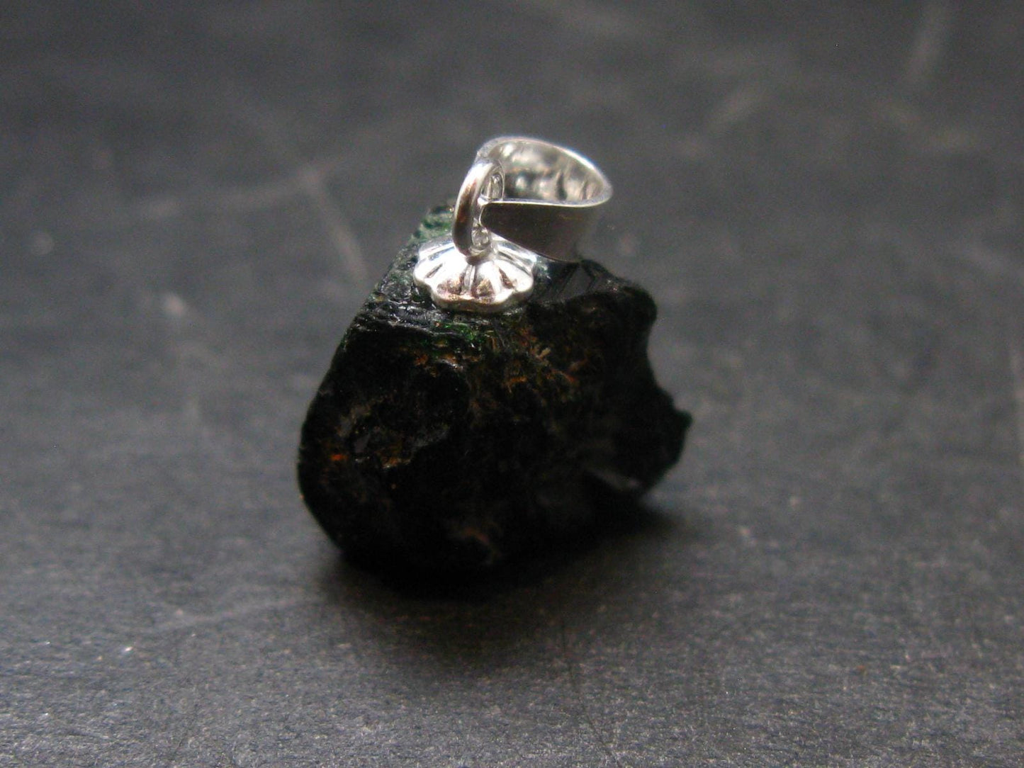 Rare Usambara Chrome Tourmaline Crystal Silver Pendant From Tanzania - 0.6" - 2.00 Grams