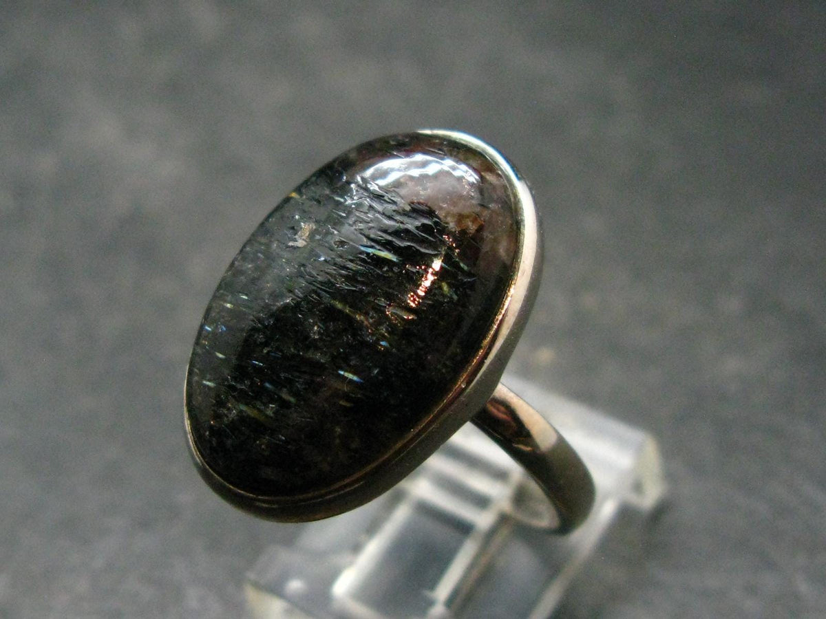 Real!! Very Rare Nuumite Nuummite Sterling Silver Ring from Greenland - 5.56 Grams - Size 8.5