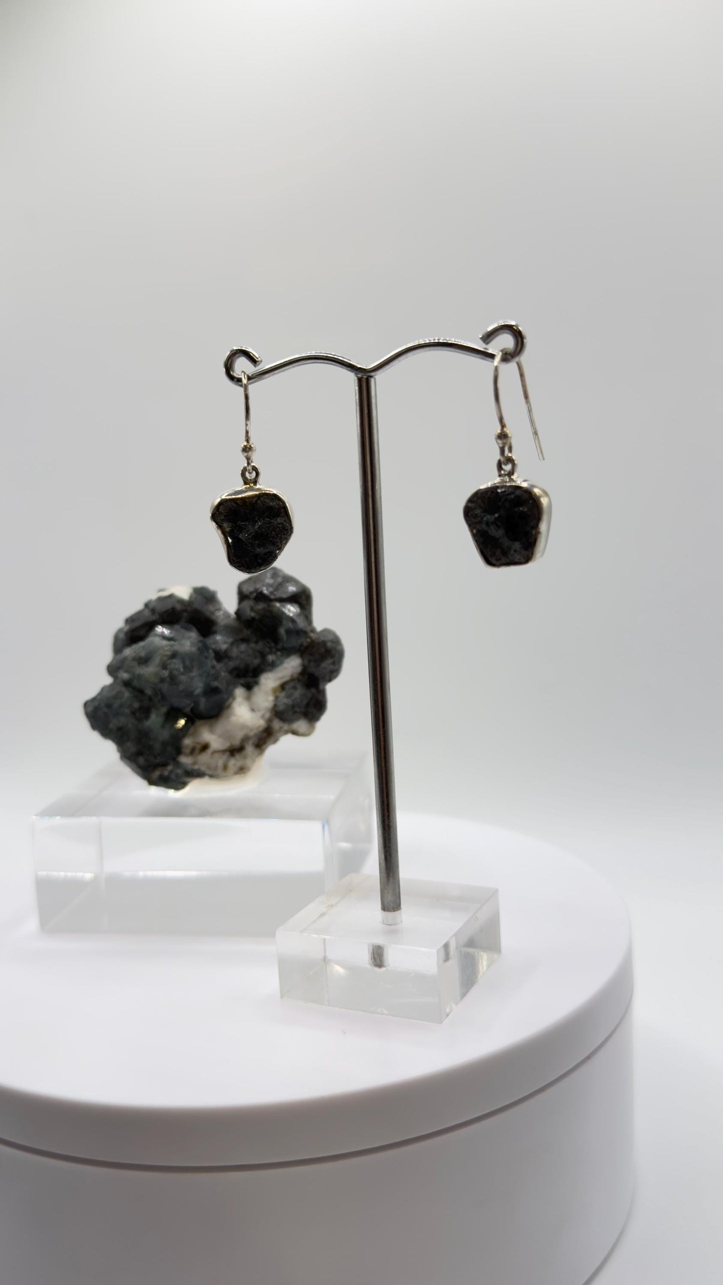 Alexandrite Drop Earrings Raw Color Change Stone Silver Dangle Earrings June Birthstone Jewelry