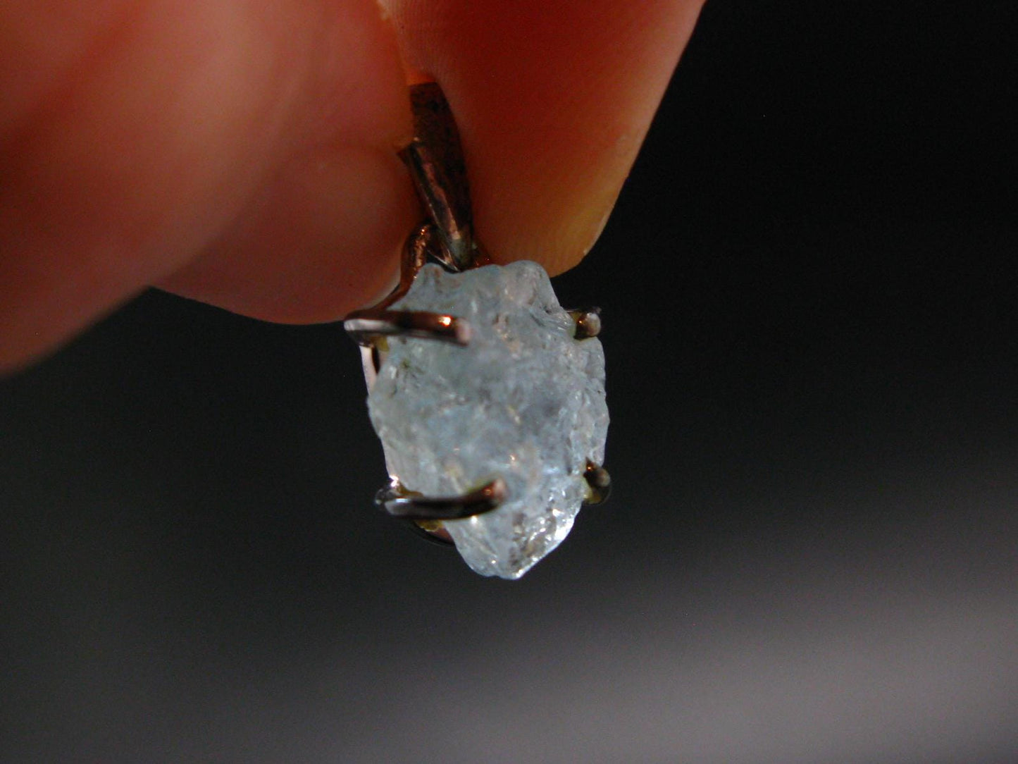 Aquamarine Crystal Silver Pendant From Brazil - 0.8" - 1.96 Grams