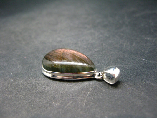 Faceted Labradorite Pendant In 925 Sterling Silver From Madagascar - 1.8'' - 8.5 Grams