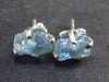 Cute Small Natural Raw Gemmy Aquamarine Crystal Stud Earrings In Sterling Silver From Brazil - 0.4"