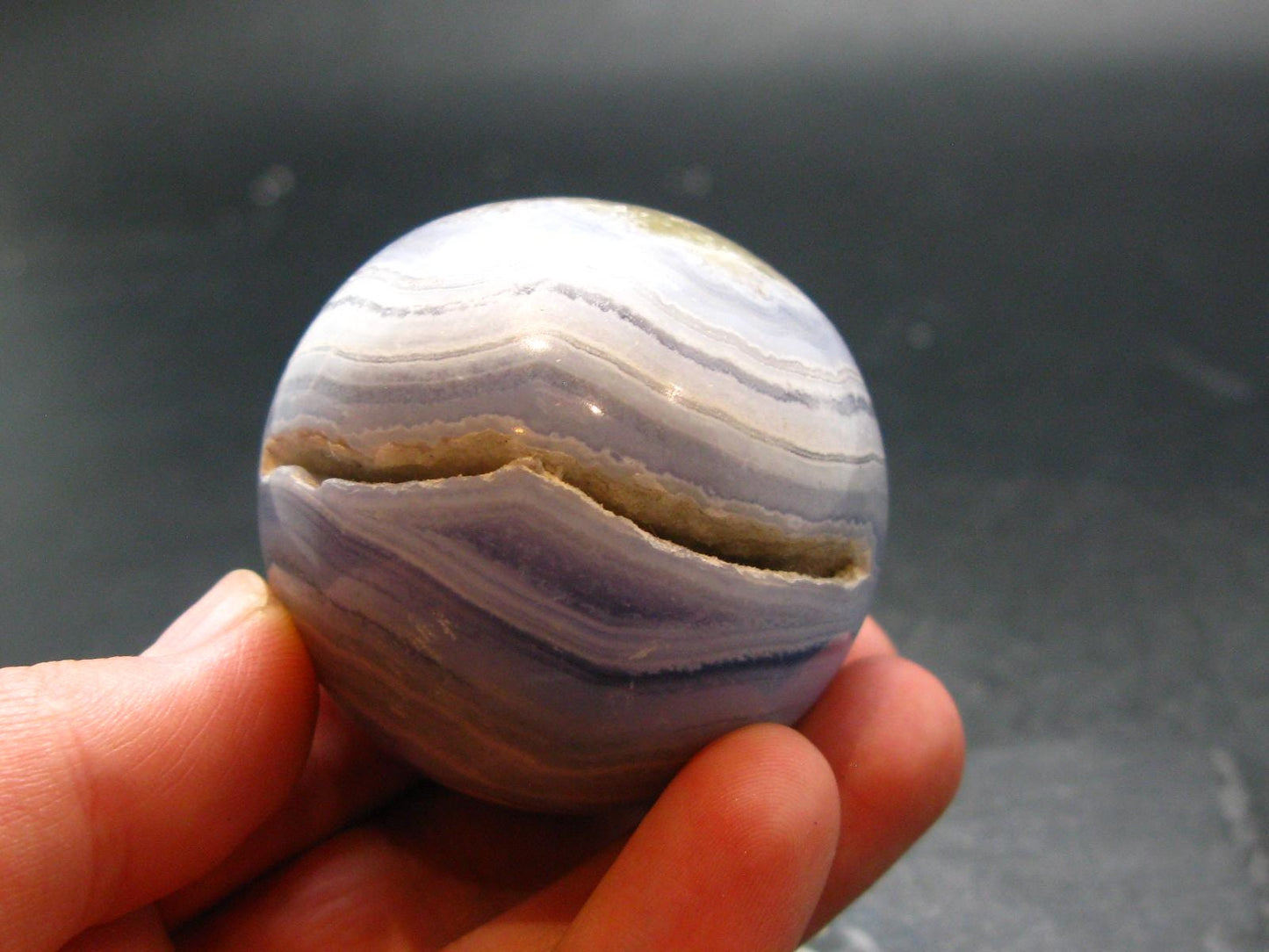Rare Blue Lace Holly Chalcedony Agate Sphere From Malawi - 1.7"
