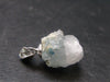 Rare Raw Blue Euclase Gem Crystal Silver Pendant from Zimbabwe - 0.6" - 1.45 Grams