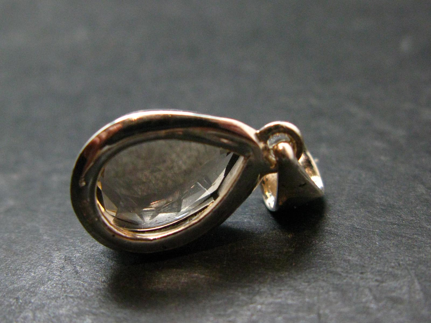 Smoky Quartz Crystal Facetted Silver Pendant From China - 1.0" - 3.18 Grams