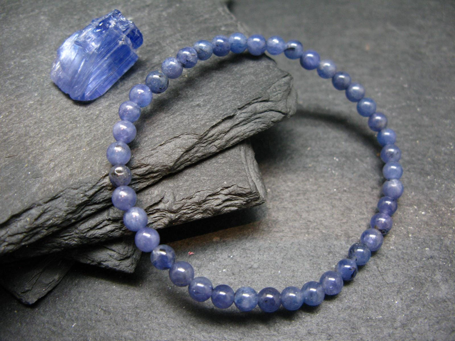 Tanzanite Genuine Bracelet ~ 7 Inches ~ 5mm Round Beads