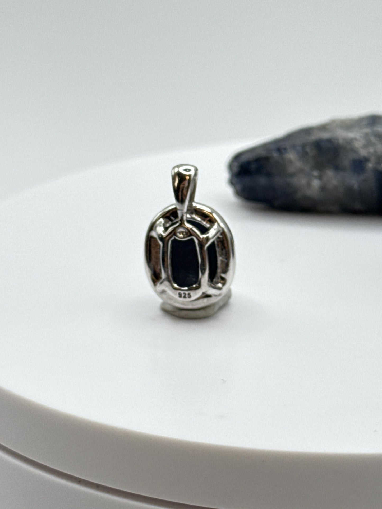 Oval Sapphire Pendant | Natural Blue Sapphire Cabochon Necklace | Sterling Silver Bezel Pendant | September Birthstone Jewelry - 3.64 g