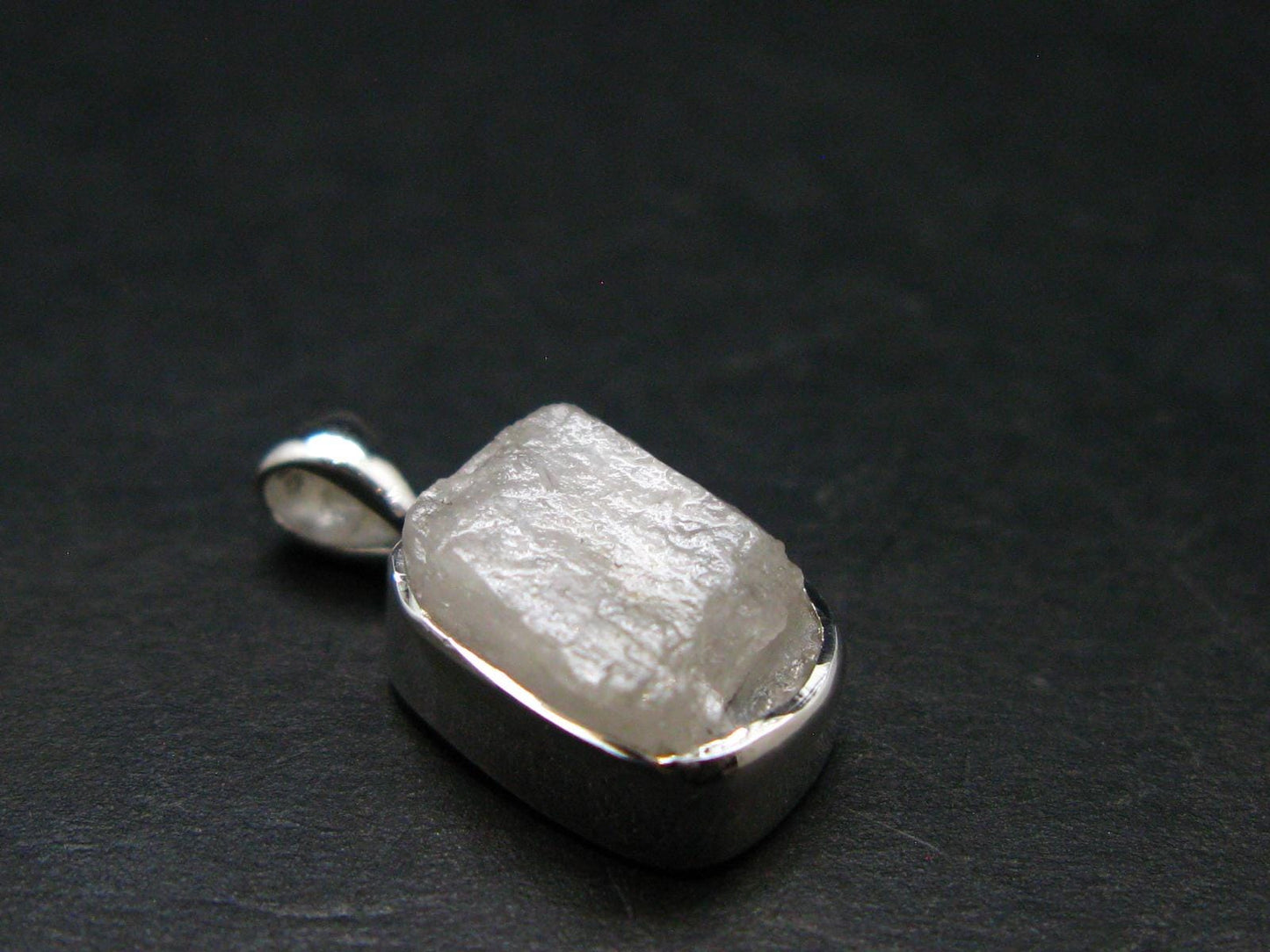 Raw Rare Natrolite Crystal Silver Pendant From Russia - 0.7" - 1.43 Grams