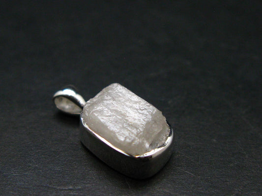 Raw Rare Natrolite Crystal Silver Pendant From Russia - 0.7" - 1.43 Grams