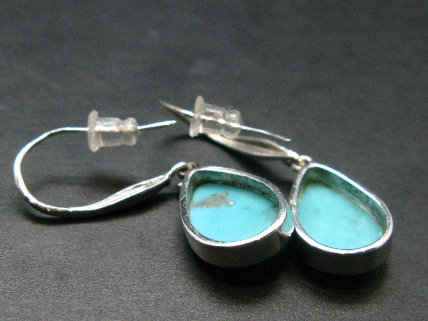 Nice Raw Natural Turquoise Sterling Silver Earrings from Mexico - 6.10 Grams
