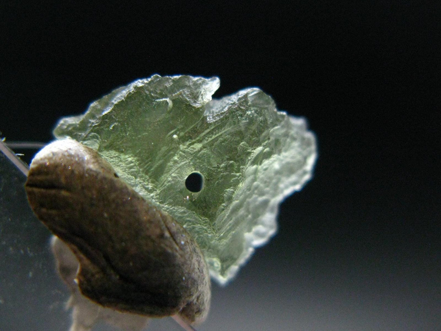 Moldavite Tektite Raw Bead from Czech Republic - 11 mm - 1.65 Carats