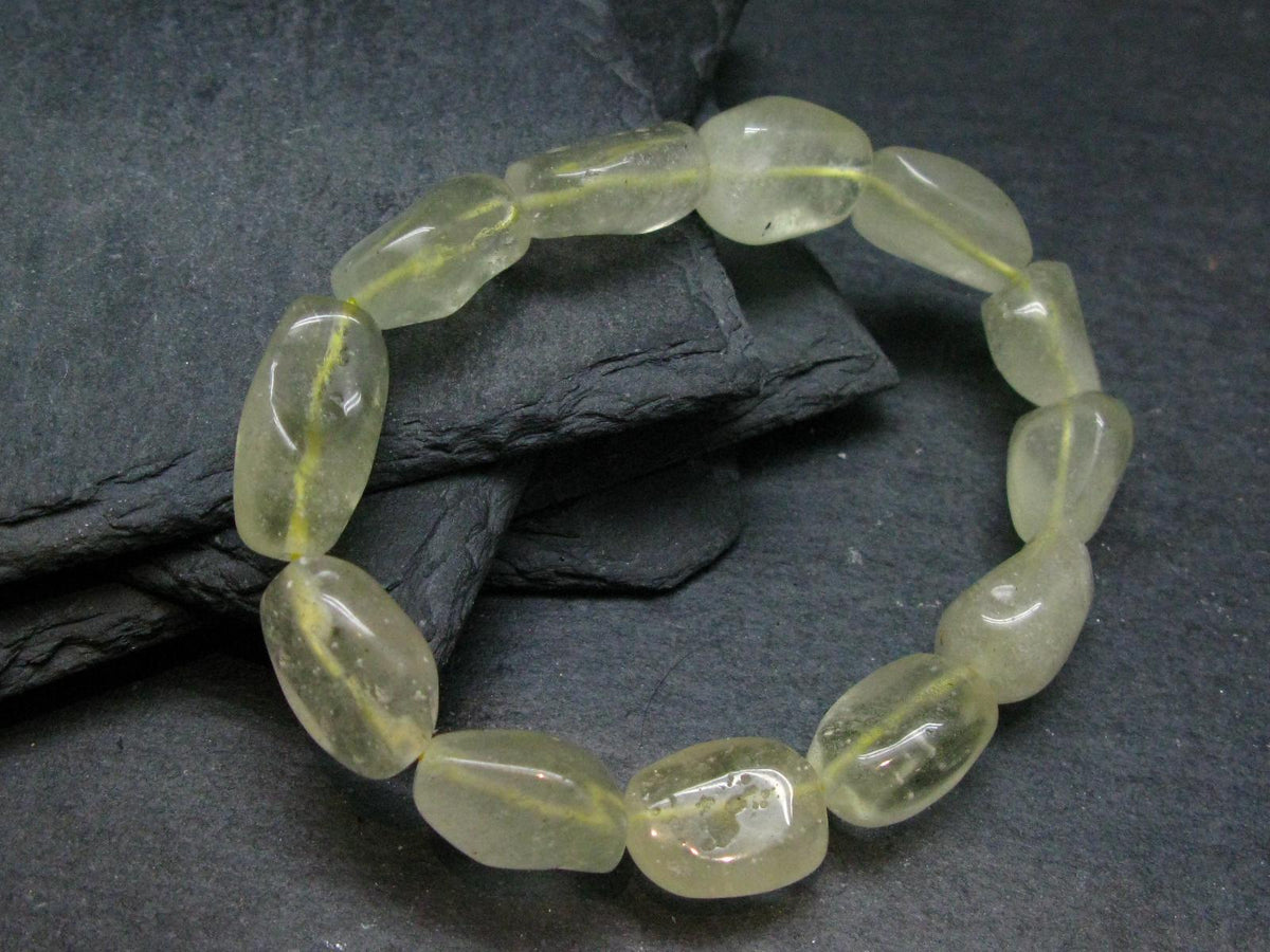 Libyan Tektite Glass Genuine Bracelet ~ 7 Inches ~ 15mm Tumbled Beads