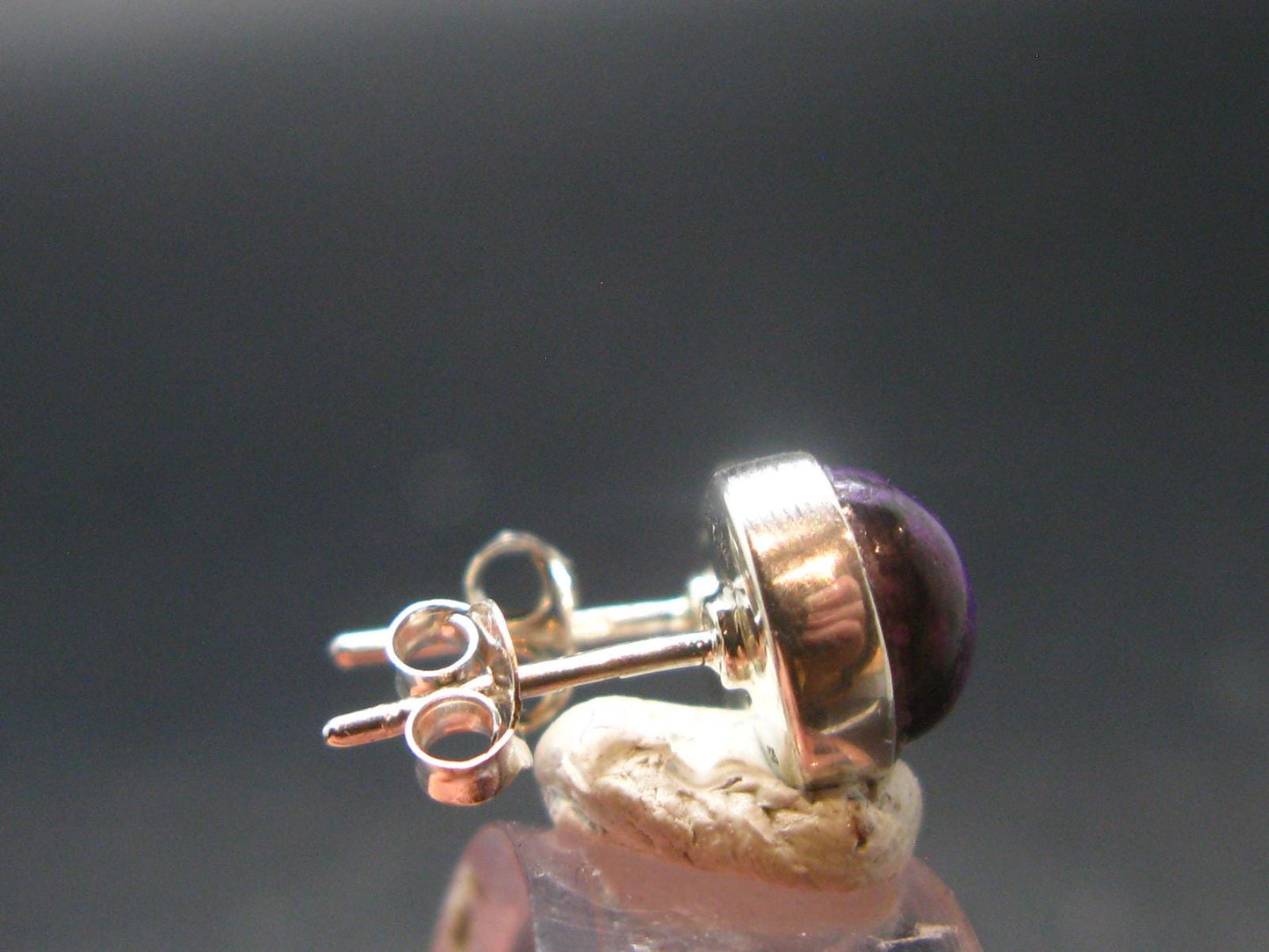 Sugilite Silver Stud Earrings From South Africa - 0.3" - 2.29 Grams