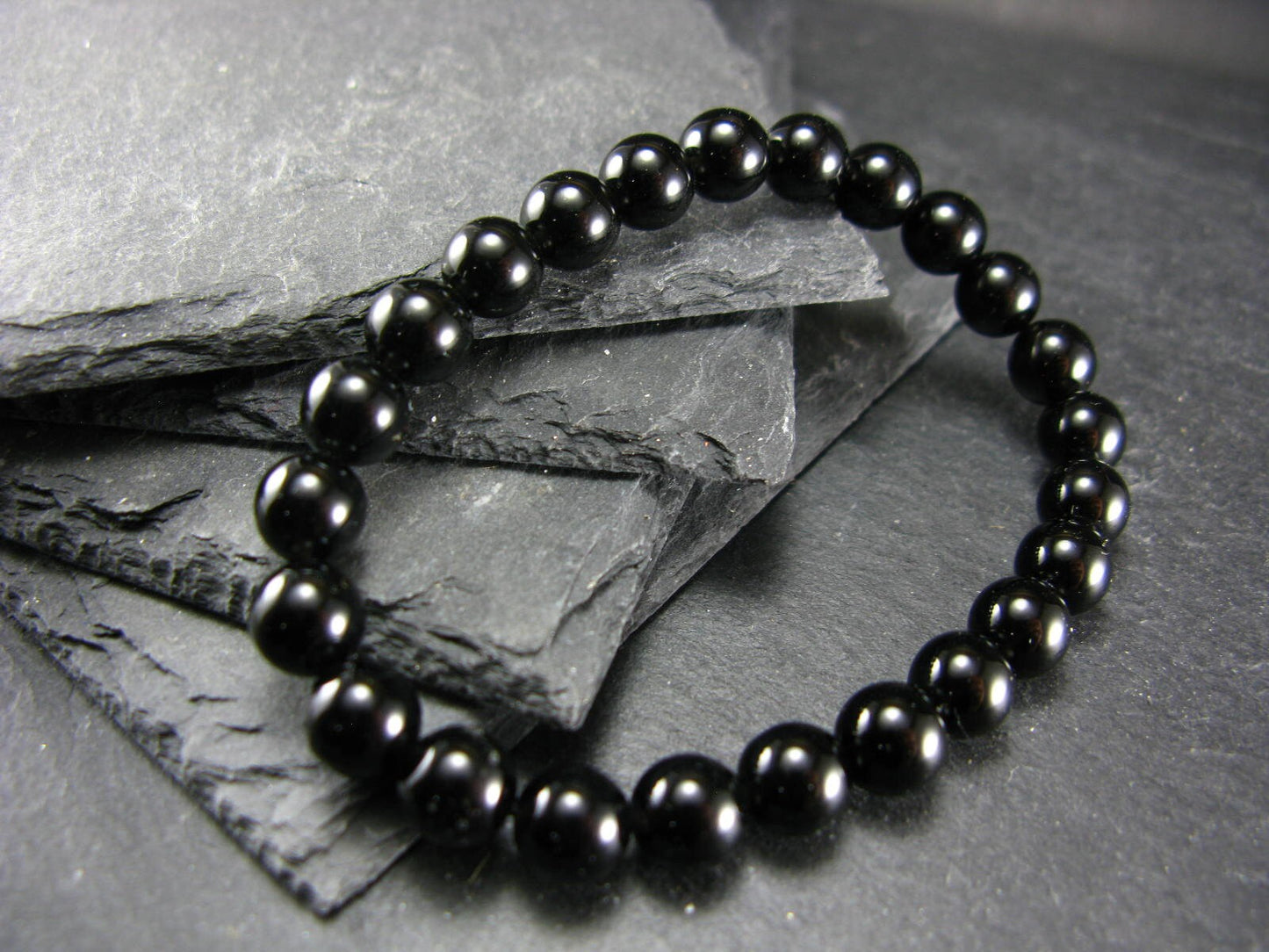 Tibetan Tektite Genuine Bracelet ~ 7 Inches ~ 8mm Round Beads