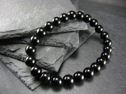 Tibetan Tektite Genuine Bracelet ~ 7 Inches ~ 8mm Round Beads