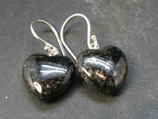 Very Rare Sterling Silver Nuumite Nuummite Earrings From Greenland