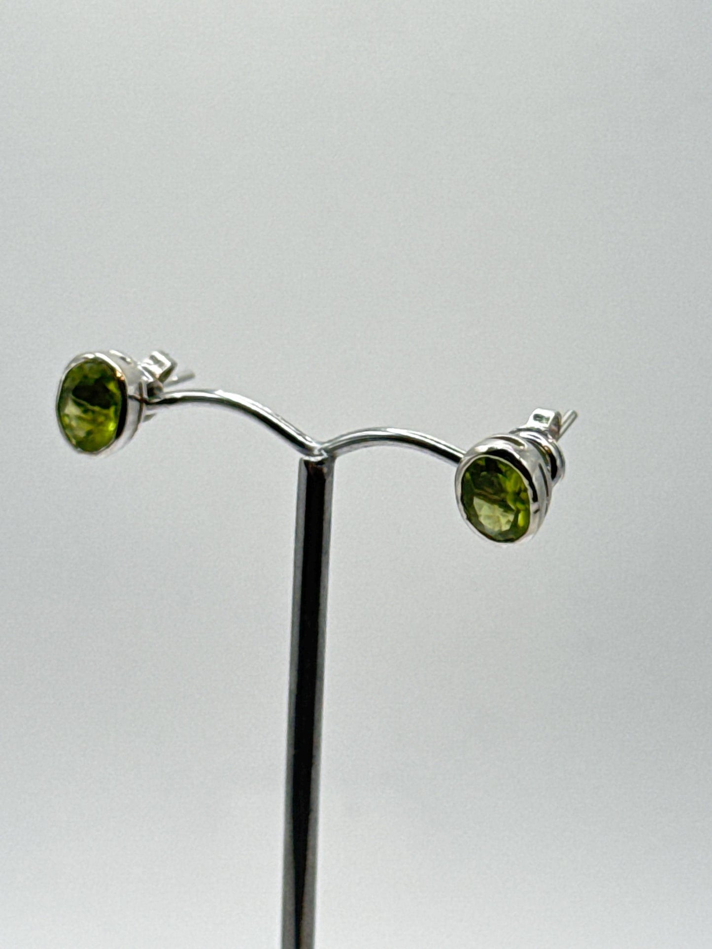 Peridot Sterling Silver Stud Earrings | August Birthstone