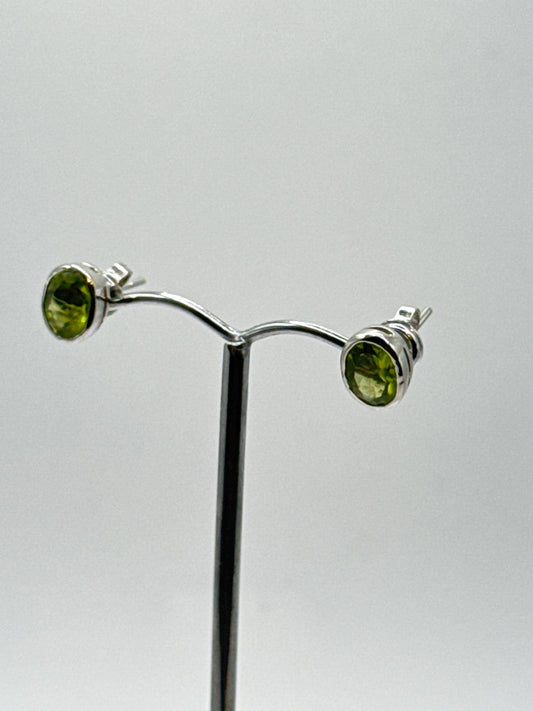 Peridot Sterling Silver Stud Earrings | August Birthstone