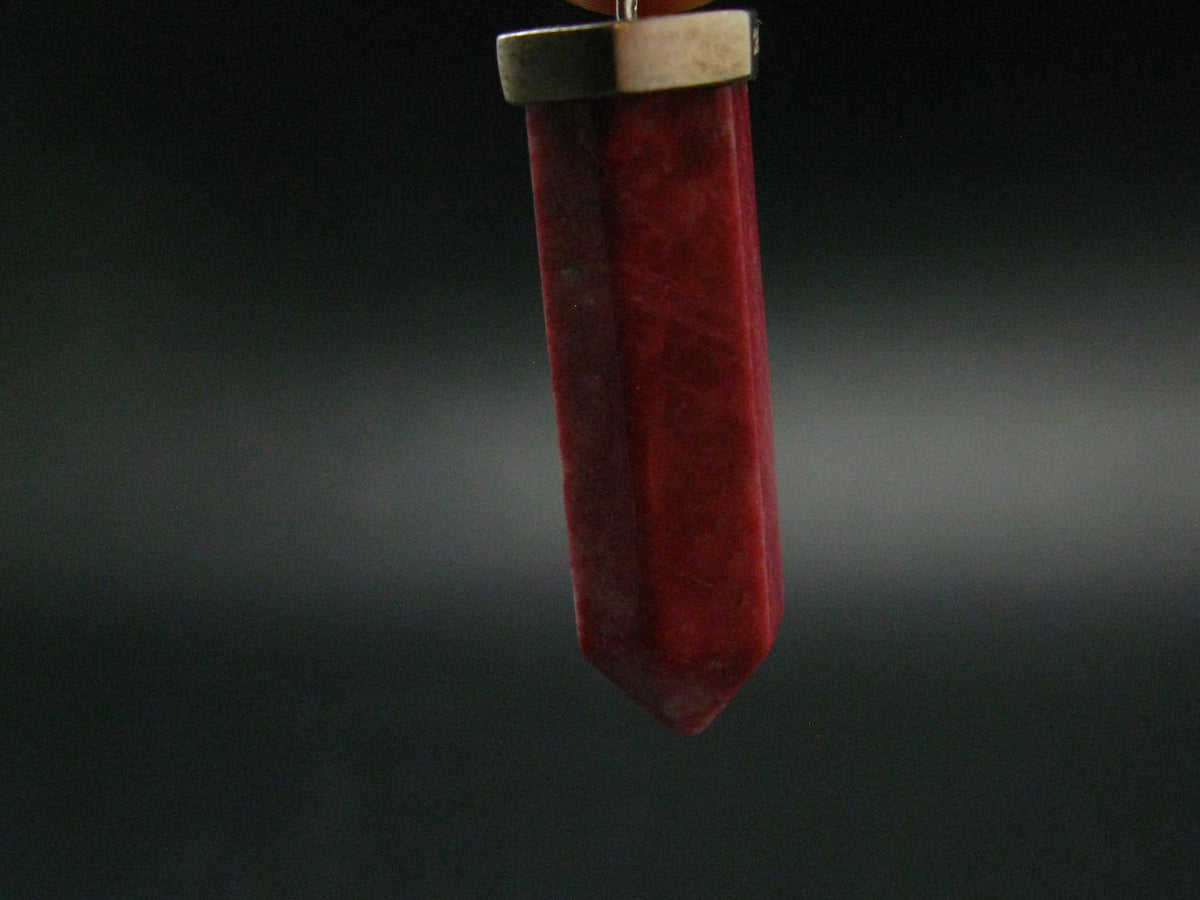 Thulite Silver Pendant From Norway - 1.8"