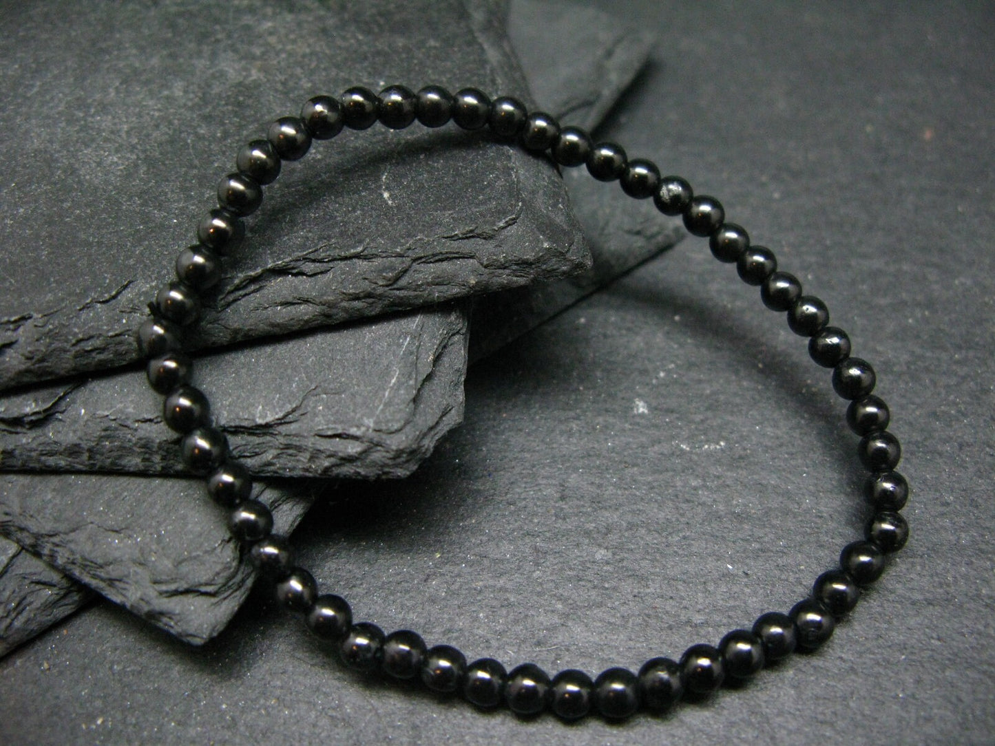Shungite Genuine Bracelet ~ 7 Inches ~ 4mm Round Beads