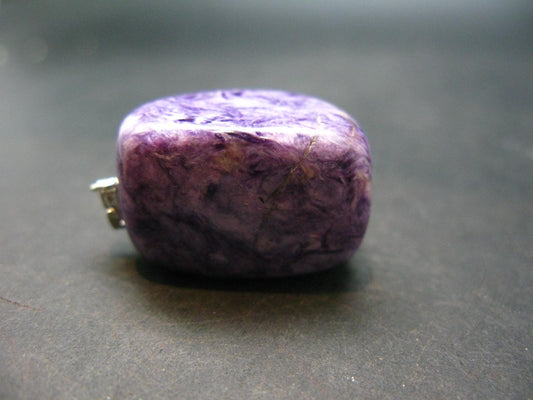 Rare High-Quality Charoite Pendant In SS From Russia - 1.3" - 17.42 Grams