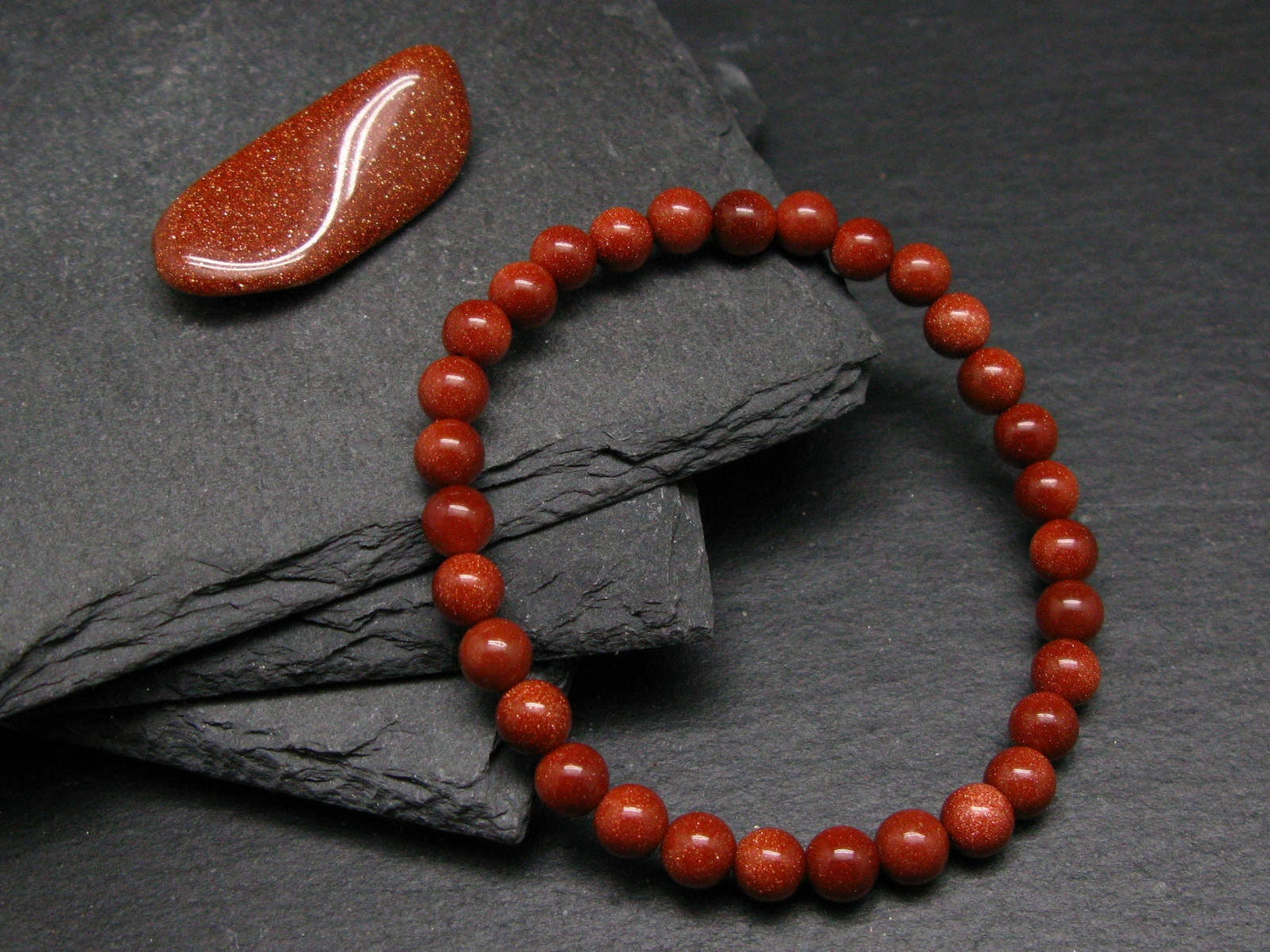 Goldstone Genuine Bracelet ~ 7 Inches ~ 6mm Round Beads