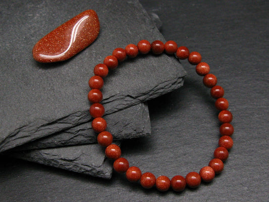 Goldstone Genuine Bracelet ~ 7 Inches ~ 6mm Round Beads