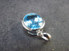 Elegant Genuine Solitaire Sky Blue Topaz Sterling Silver Pendant From Brazil - 1.1" - 4.51 Grams