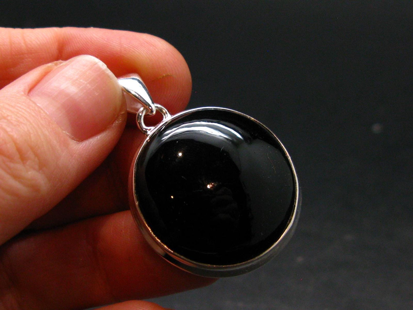 Black Onyx Silver Plated Pendant From Brazil - 7.98 Grams