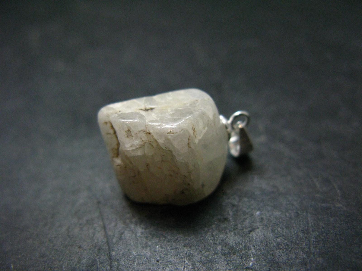 Clear Petalite Crystal Silver Pendant from Brazil - 0.9" - 3.63 Grams