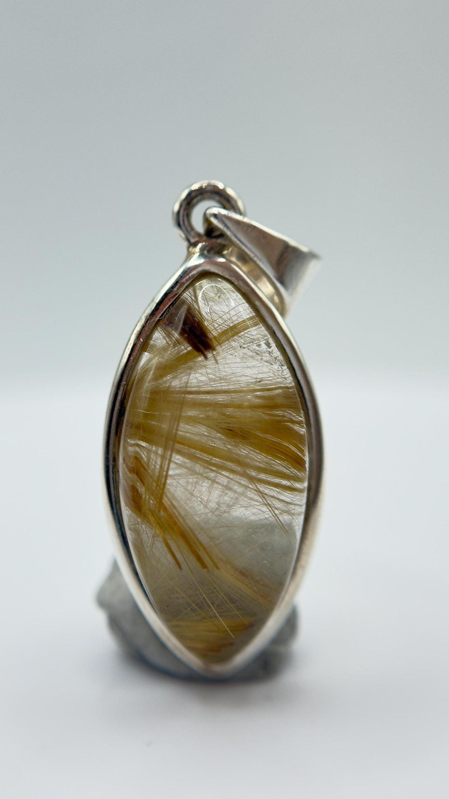 Rutilated Crystal Drop Earrings – Natural Gemstone, Minimalist Sterling Silver Jewelry